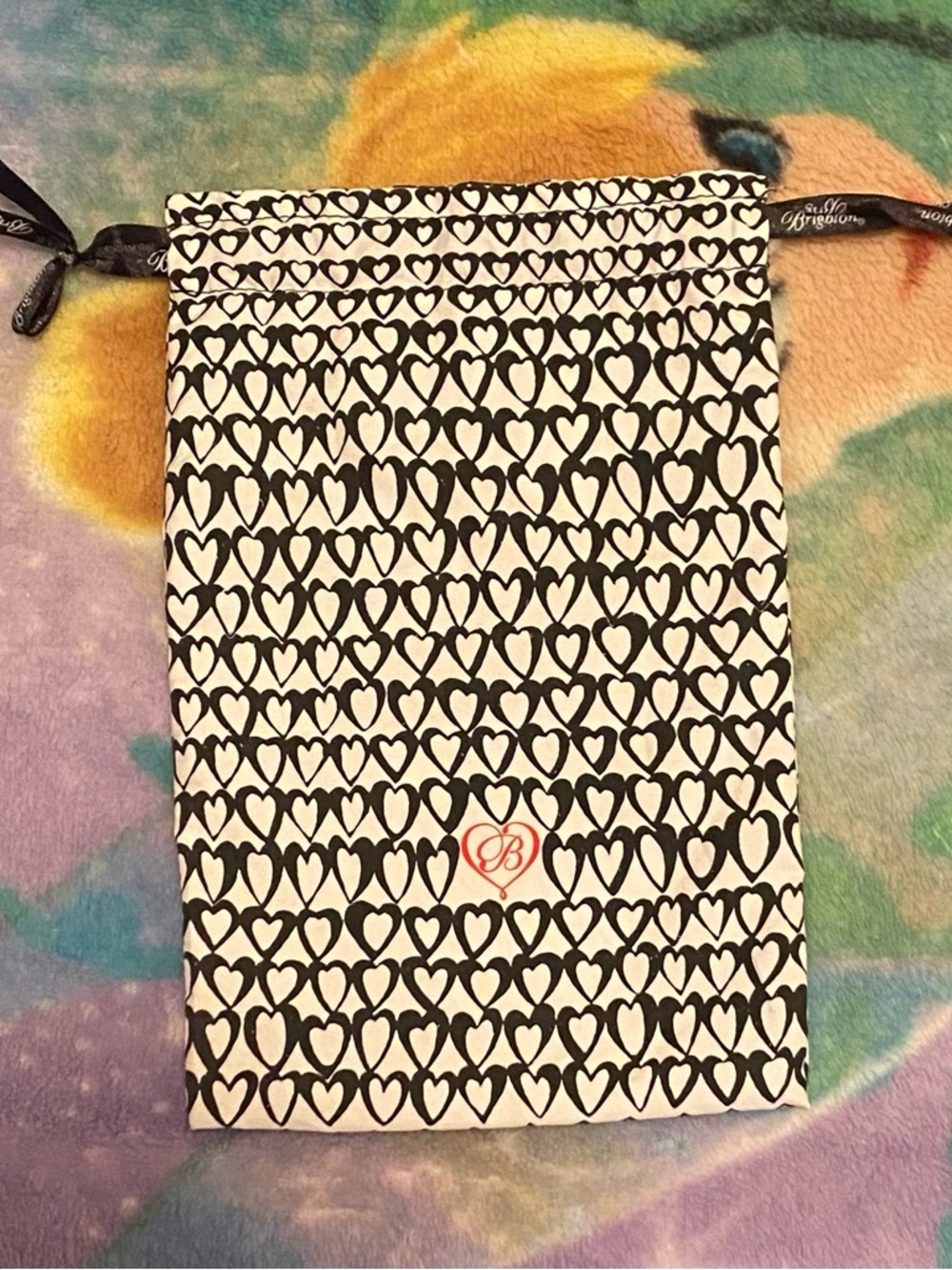 Brighton Black & White Heart Print Drawstring Pouch